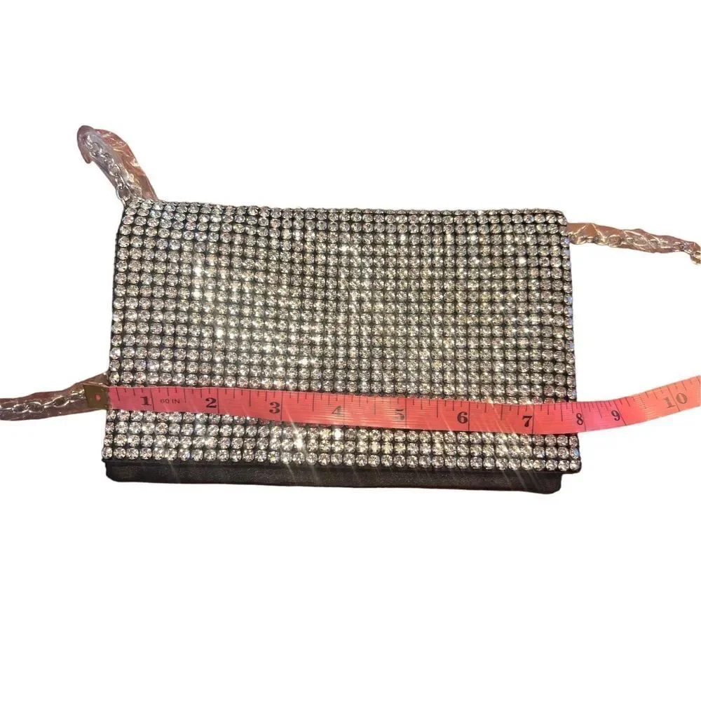 Amber sceats black Stella crystal evening wedding shoulder strap bag clutch